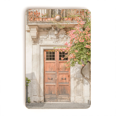Henrike Schenk - Travel Photography Floral Entry In Rome Door Cutting Board Rectangle