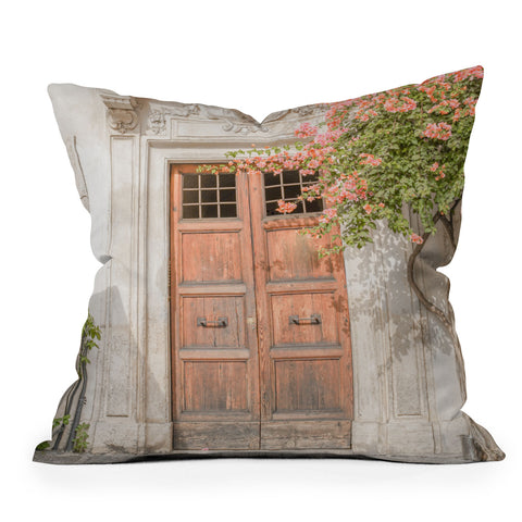 Henrike Schenk - Travel Photography Floral Entry In Rome Door Outdoor Throw Pillow