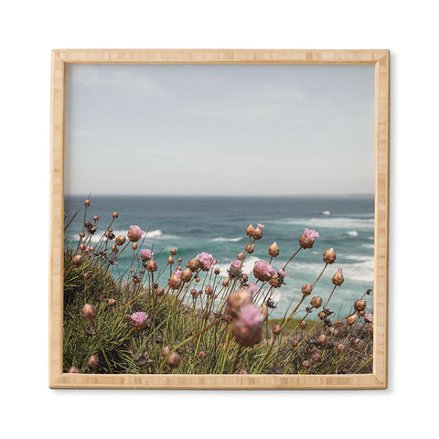Henrike Schenk - Travel Photography Pink Flowers by the Ocean Framed Wall Art