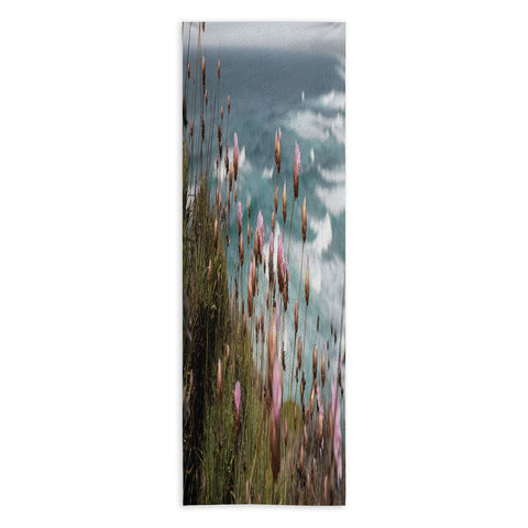 Henrike Schenk - Travel Photography Pink Flowers by the Ocean Yoga Towel