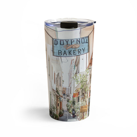 Henrike Schenk - Travel Photography Street In Greece Photo Pastel Village Houses Summer Travel Mug