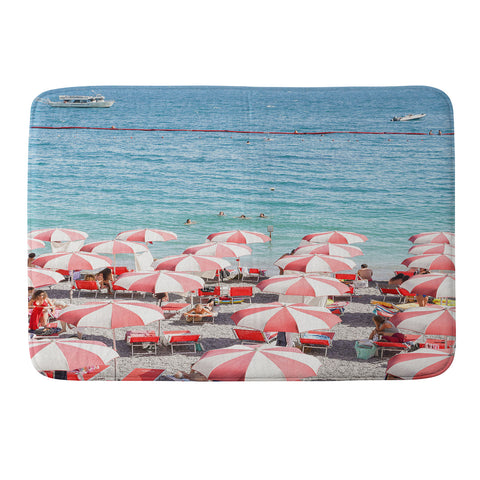 Henrike Schenk - Travel Photography The Red Beach Umbrellas Amalfi Memory Foam Bath Mat