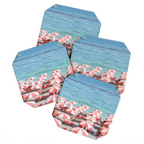 Henrike Schenk - Travel Photography The Red Beach Umbrellas Amalfi Coaster Set