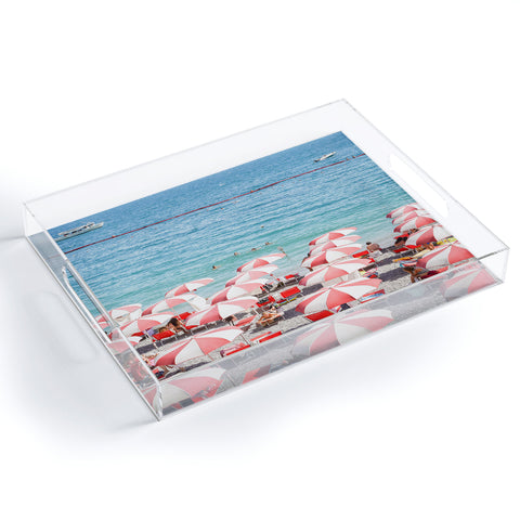 Henrike Schenk - Travel Photography The Red Beach Umbrellas Amalfi Acrylic Tray