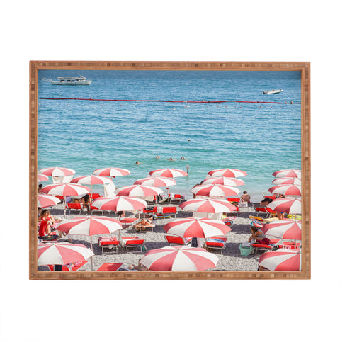 Henrike Schenk - Travel Photography The Red Beach Umbrellas Amalfi Rectangular Tray