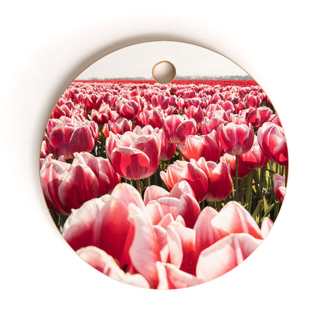 Henrike Schenk - Travel Photography Tulip Field In Holland Floral Cutting Board Round