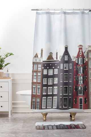 Henrike Schenk - Travel Photography Typical Houses Of Amsterdam Shower Curtain And Mat