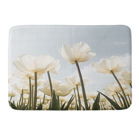 Henrike Schenk - Travel Photography White Tulips In Spring In Holland Memory Foam Bath Mat