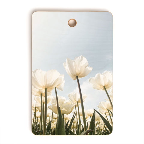 Henrike Schenk - Travel Photography White Tulips In Spring In Holland Cutting Board Rectangle