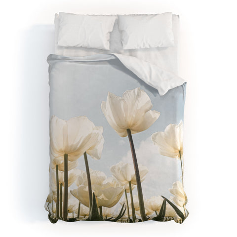 Henrike Schenk - Travel Photography White Tulips In Spring In Holland Duvet Cover