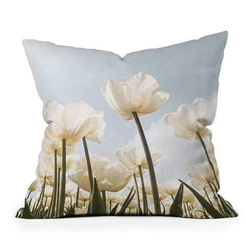 Henrike Schenk - Travel Photography White Tulips In Spring In Holland Throw Pillow
