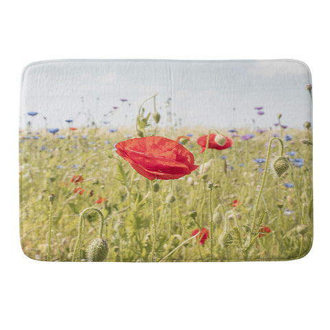 Henrike Schenk - Travel Photography Wildflower Field Poppy Flower Memory Foam Bath Mat