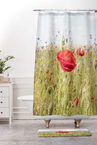 Henrike Schenk - Travel Photography Wildflower Field Poppy Flower Shower Curtain And Mat