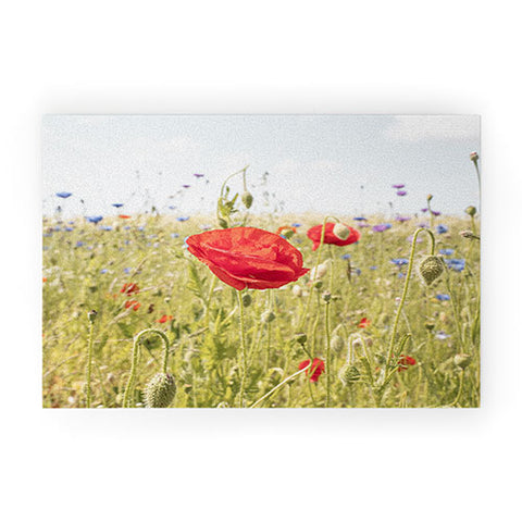 Henrike Schenk - Travel Photography Wildflower Field Poppy Flower Welcome Mat