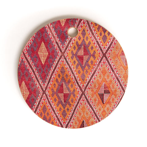 Henrike Schenk - Travel Photography Woven Carpet Red and Orange Cutting Board Round