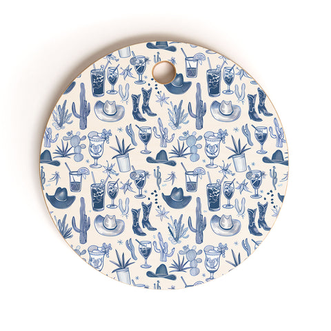 heycait Coastal Cowgirl in Blue Cutting Board Round
