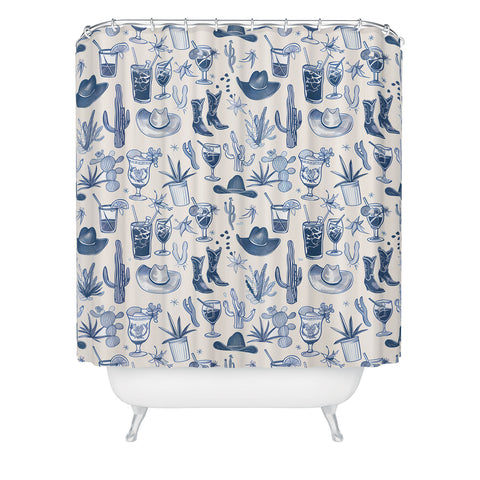 heycait Coastal Cowgirl in Blue Shower Curtain