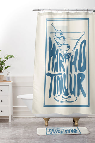 heycait Martini Hour Print Shower Curtain And Mat