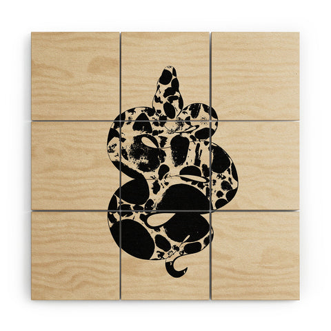 High Tied Creative Black and White Snake Wood Wall Mural