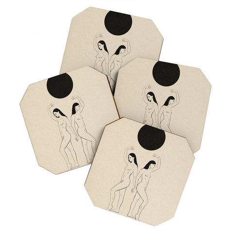 High Tied Creative Hold Up the Moon Coaster Set