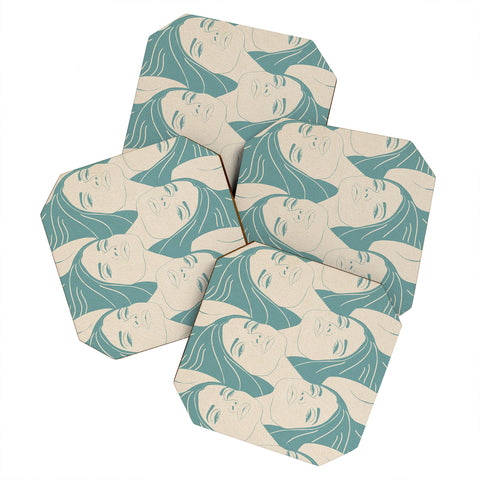 High Tied Creative Melting into You Teal Coaster Set