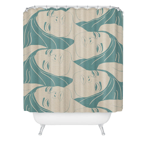 High Tied Creative Melting into You Teal Shower Curtain
