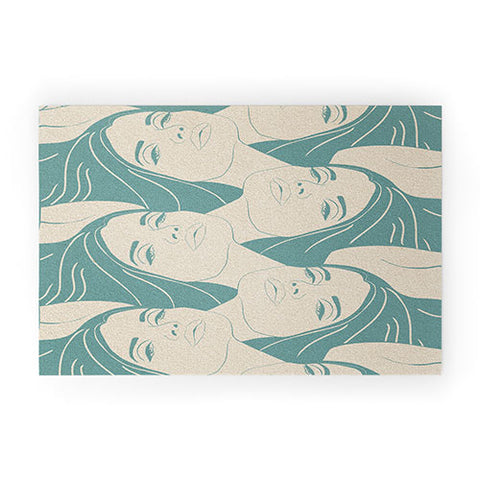 High Tied Creative Melting into You Teal Welcome Mat