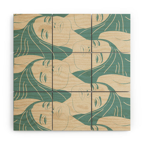 High Tied Creative Melting into You Teal Wood Wall Mural