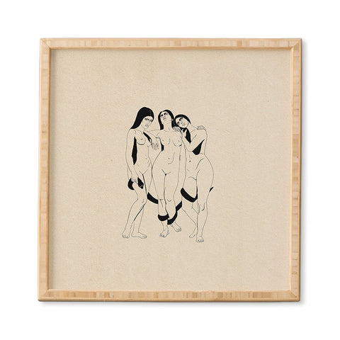 High Tied Creative Three Women with a Snake Framed Wall Art