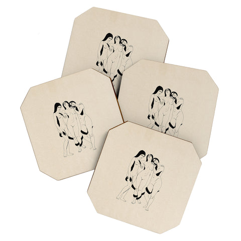 High Tied Creative Three Women with a Snake Coaster Set