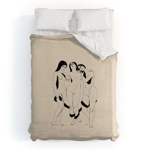 High Tied Creative Three Women with a Snake Duvet Cover