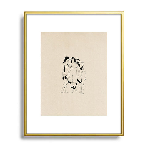 High Tied Creative Three Women with a Snake Metal Framed Art Print