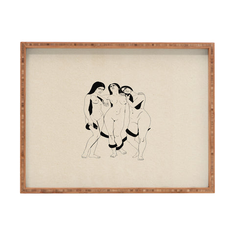 High Tied Creative Three Women with a Snake Rectangular Tray