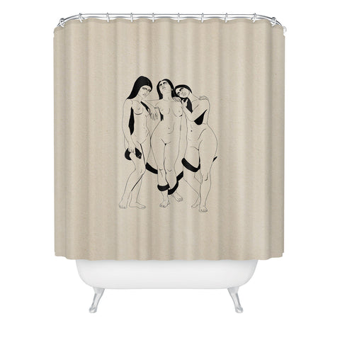 High Tied Creative Three Women with a Snake Shower Curtain