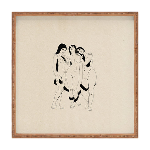 High Tied Creative Three Women with a Snake Square Tray