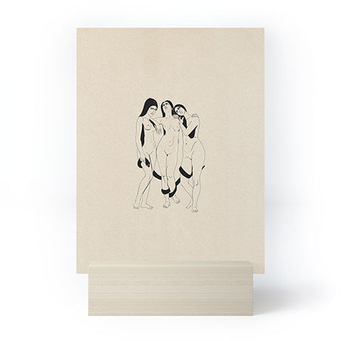 High Tied Creative Three Women with a Snake Mini Art Print