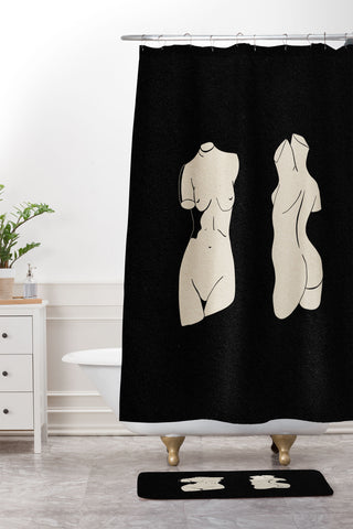 High Tied Creative Torso Shower Curtain And Mat