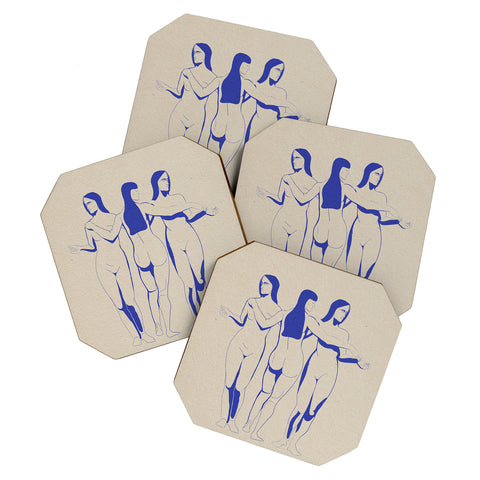 High Tied Creative Women in Blue Coaster Set