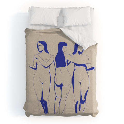 High Tied Creative Women in Blue Duvet Cover