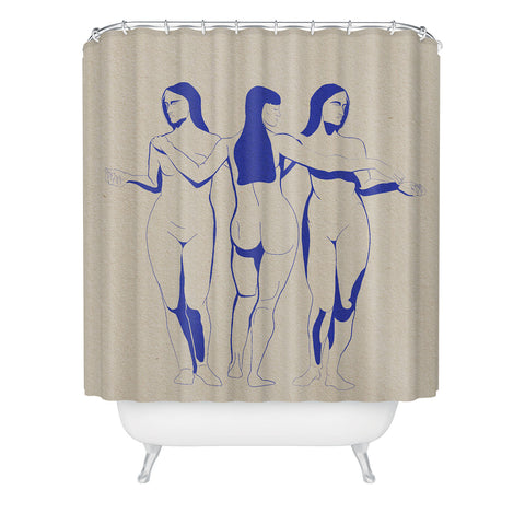High Tied Creative Women in Blue Shower Curtain