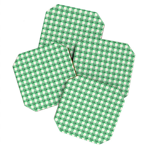 Holli Zollinger ANTHOLOGY OF PATTERN SEVILLE GINGHAM GREEN Coaster Set