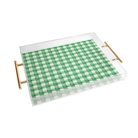 Holli Zollinger ANTHOLOGY OF PATTERN SEVILLE GINGHAM GREEN Acrylic Tray
