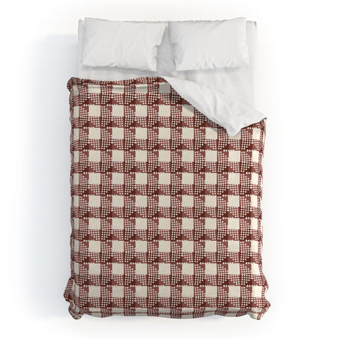 Holli Zollinger ANTHOLOGY OF PATTERN SEVILLE GINGHAM MAROON Duvet Cover