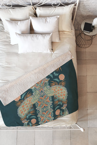 Holli Zollinger CHATEAU PEACOCK Fleece Throw Blanket