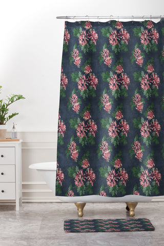 Holli Zollinger CHRYSANTHEMUM TWILIGHT Shower Curtain And Mat