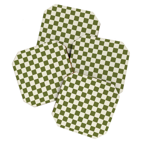 Holli Zollinger DESERT CHECKER OLIVE Coaster Set