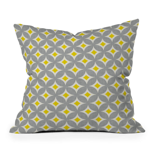 Holli Zollinger Diamond Circles Yellow Outdoor Throw Pillow
