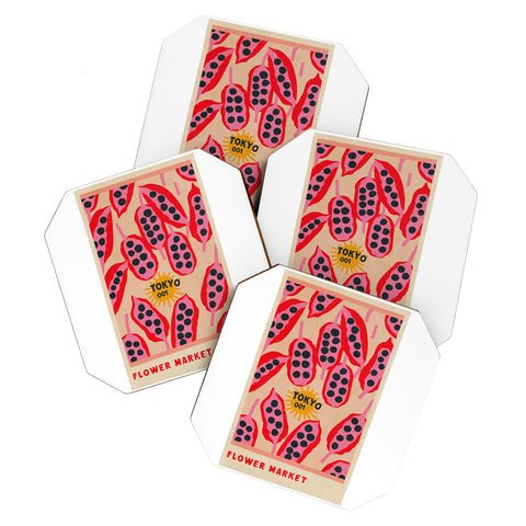 Holli Zollinger FLOWER MARKET TOKYO Coaster Set