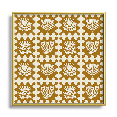 Holli Zollinger FOLKFLOWER MARIGOLD Square Metal Framed Art Print