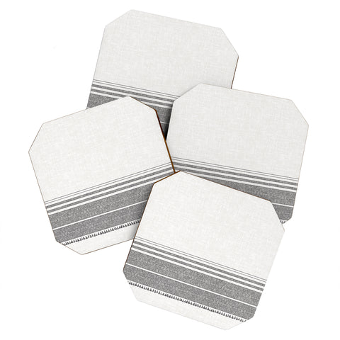 Holli Zollinger FRENCH LINEN CHARCOAL TASSEL Coaster Set
